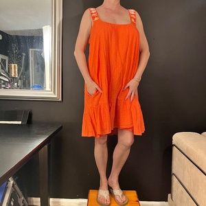 Anthropologie XL coral pink cotton summer dress